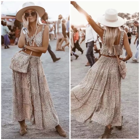 Dresses & Skirts - SOLD OUT Bohemian Gypsy Leopard Tiered Ruched Maxi Skirt